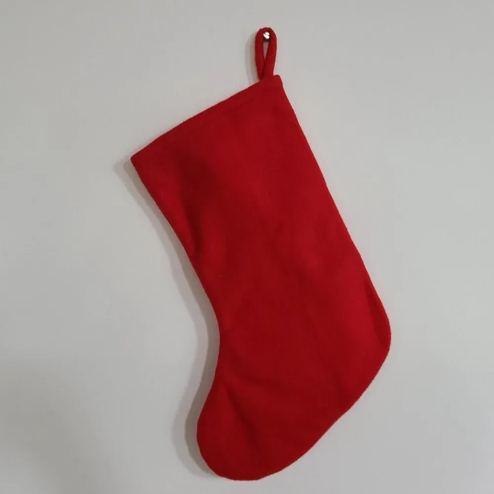 Red Felt Christmas Stocking With Embroidered and Appliqued Ice Skates and Tassel